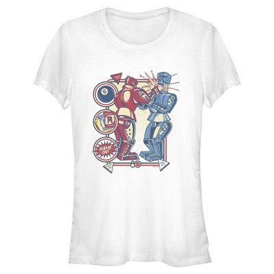 Juniors Mattel Blue Bomber and Red Rocker Robots Game On T Shirt
