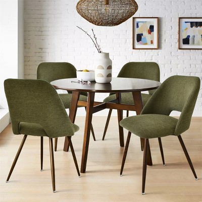 Fabric Dining Chairs Set Of 4,Modern Kitchen Dining Room Chairs With Curved Back,Upholstered Dining Chairs With Walnut Metal Legs-Maison Boucle