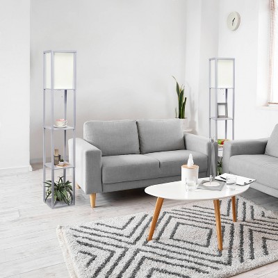 Simple Designs (Set of 2) 62.5" Three Shelf Etagere Organizer Storage Floor Lamps