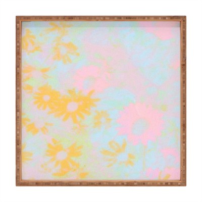 SunshineCanteen gentle flowers Square Bamboo Tray - Deny Designs
