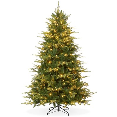 Casafield Pre-Lit Aspen Fir Artificial Christmas Tree with White & Multicolored LED Lights, Sturdy Stand