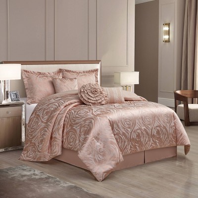 Nanshing 7pc Alameda Floral Comforter Set Blush