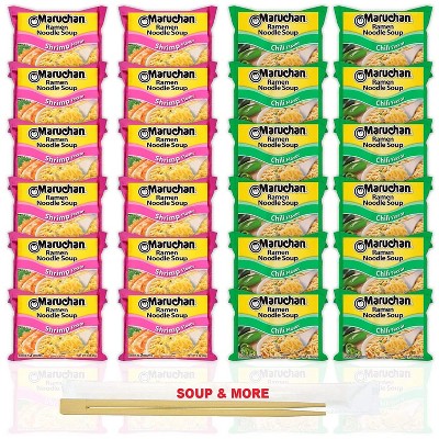 Maruchan Ramen Instant Noodle Soup Variety, 2 Flavors - 12 Packs Chili & 12 Packs Shrimp