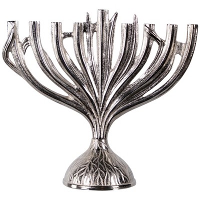 Northlight Textured Tree Branch Textured Metal  Menorah - 15.5" - Nickle Silver