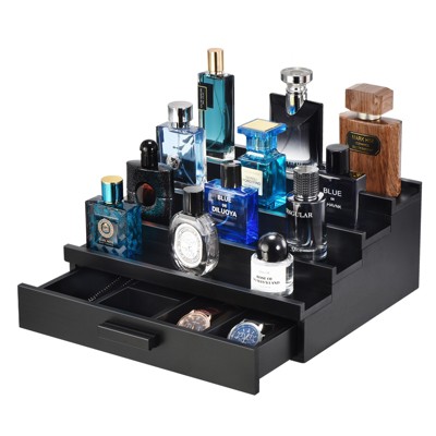 Unique Bargains Wood Velvet Lining Hidden Compartment Perfume Display Organizer
