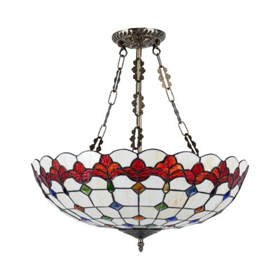 YIYIBYUS Tiffany Ceiling Light Fixture With Stained Glass Shade, Semi Flush Mount Lamp