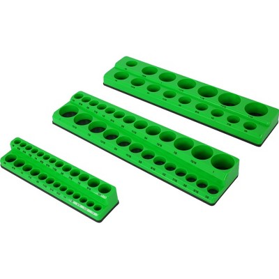 3 Piece SAE Magnetic Socket Organizers, Socket Organizers for Toolboxes, Socket Organizer, Magnetic Socket Holder, Black Tool Box Organizer,green