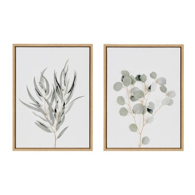 (Set of 2) 18" x 24" Sylvie Neutral Botanical 1 and 2 Framed Canvas Set - Kate & Laurel All Things Decor