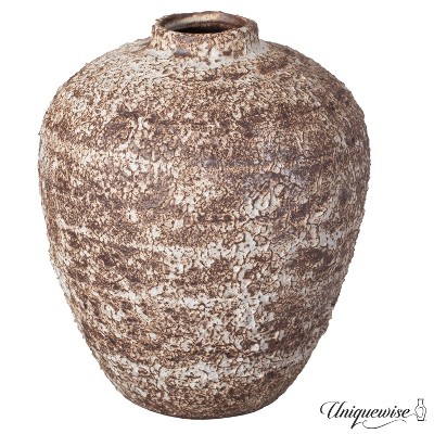 Uniquewise Textured Vintage Inspired Ceramic Vase Perfect for Displaying Faux Flowers Branches & Pampas Grass for Farmhouse Decor
