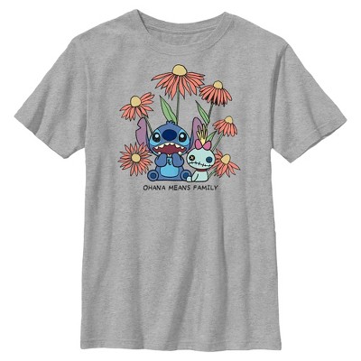 Boys Lilo & Stitch Floral Scrump and Stitch T Shirt