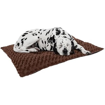 PETMAKER-Dog Bed ¨C 42x26 Large Pet Pillow and Crate Pad with Faux Fur Sleep Surface and Non-Slip Bottom ¨C Machine Washable Dog Bed by (Brown)