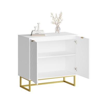 31.5 In Modern Sideboard Buffet Cabinet,Wood Accent Storage Cabinet with Herringbone Doors & Shelf,Credenza Console Table for Dining Room Living Room