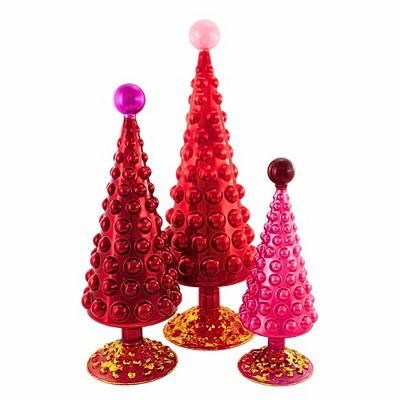 Cody Foster 16.0 Inch Midcentury Modern Hobnail Tree Set Christmas Decorative Tree Set , Christmas Decor Valentine's Day, Varying Heights: 16.0, 12.5,