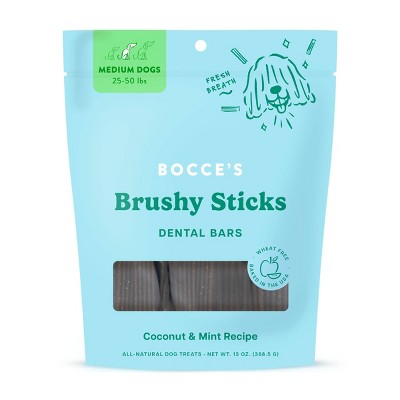 Bocce's Bakery Brushy Sticks Dental with Coconut and Peppermint Flavor Dog Treats - M - 13oz