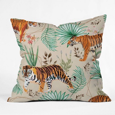 Oranges Tropical and Tigers Throw Pillow Orange - Deny Designs
