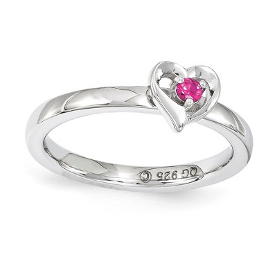 Black Bow Jewelry Sterling Silver Stackable Expressions Created Ruby 6mm Heart Ring