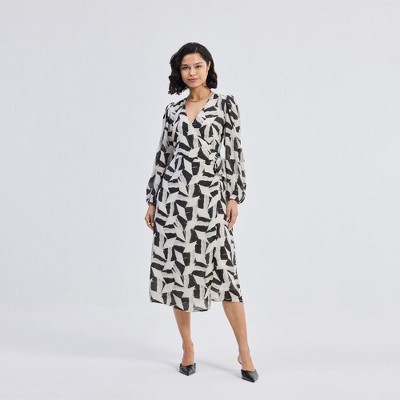 Reistor Womens Midi Wrap Dress in Abstract Mosaic