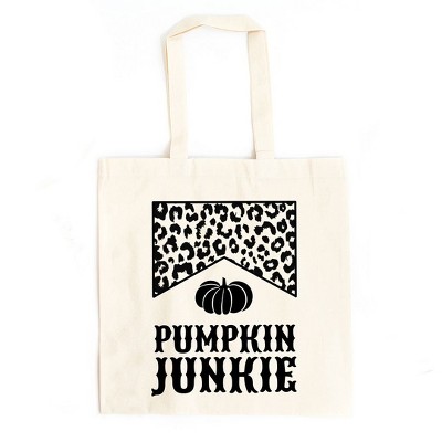 City Creek Prints Leopard Pumpkin Junkie Canvas Tote Bag - 15x16 - Natural