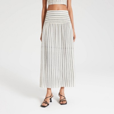 Women's Pleated Curved Yoke Maxi A-Line Skirt - A New Day™