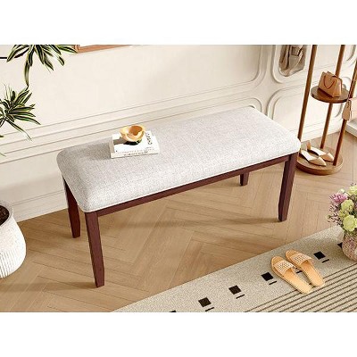 NicBex Upholstered Entryway Bench Classic Foot Stool End Of Bed Bench with Padded Seat and Solid Wood Leg for Bedroom, Entryway