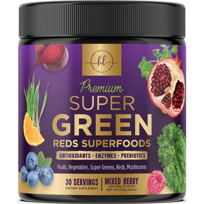 Greens Superfood Powder - Greens Powder Mix for Energy, Spirulina, Chlorella & Digestive Enzymes, Super Green Mix - 30 Servings By Hello Lovely!
