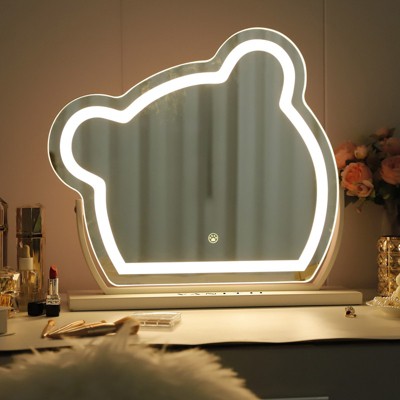VANITII Bear 16''x14'' Vanity Makeup Mirror  with Lights Color Adjustable Tabletop Metal White