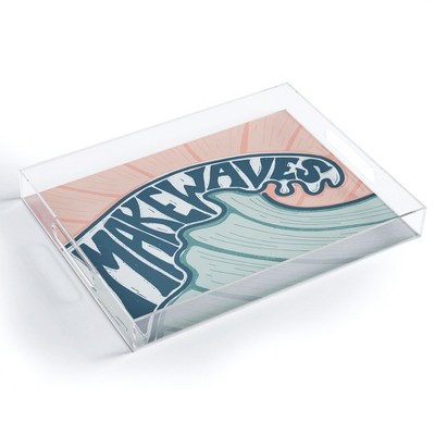 CoastL Studio Make Waves Linocut Acrylic Tray - Deny Designs