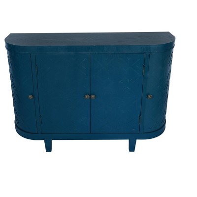 Chery Life 4 Doors Storage Cabinet with Curvy Edge, Sliding Door, Freestanding Credenza, Console Table for Kitchen