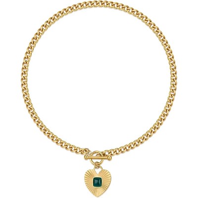 Sunburst Heart / 2-Tone Interlocking/CZ Evil Eye/Single Pearl/Love Heart Necklace for Women 18K Gold Chain Necklace Protection Prayer Faith Jewelry