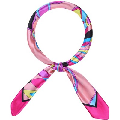 INSPIRE CHIC Women Geometric Printed Satin Large Square Silky Neck Scarves 1Pc