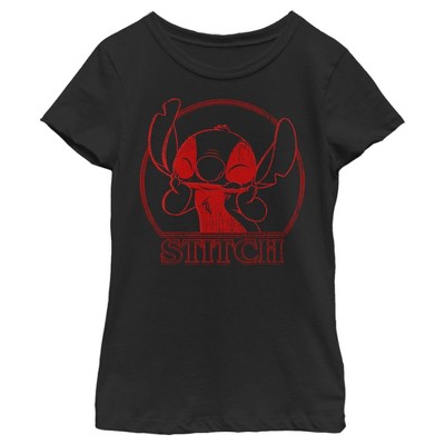 Girl's Lilo & Stitch Smiling Big in Red T-Shirt