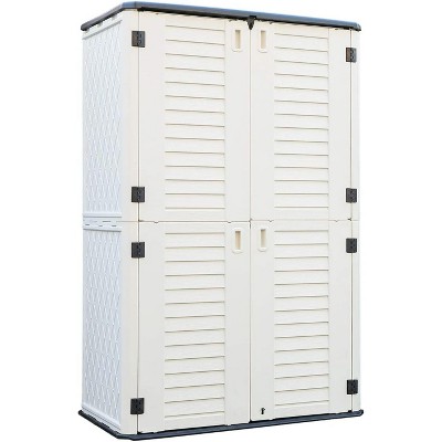 4.17 ft. W x 2.42 ft. D Durable Resin Double layered Storage Shed, Weather-Resistant Outdoor Storage Cabinet for Home, Patio and Garage