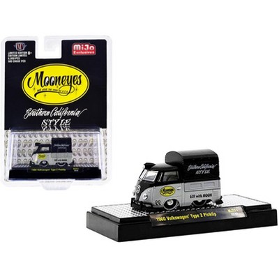 1960 Volkswagen Type 2 Pickup Truck w/Canvas Cover Black and Gray Ltd Ed 1/64 Diecast Model Car by M2 Machines