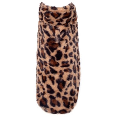 The Worthy Dog Leopard Faux Fur Adjustable Dog Coat