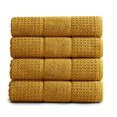 Market & Place Cotton Quick Dry Waffle Weave 4-Pack Bath Towel Set