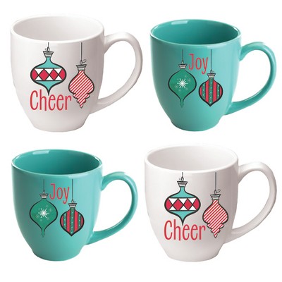 Courtside Market Joyful Christmas Ornaments II Café Mug 4 Piece Set