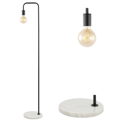 JONATHAN Y Vega 60" Minimalist Edison Metal/Marble Floor Lamp: Solid Marble Base, ETL Listed