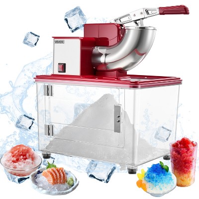 VEVOR Commercial Ice Crusher 661LBS/H, 350W Electric Snow Cone Machine with 4 Blades, 2000RPM Stainless Steel Shaved Ice Machine, Red