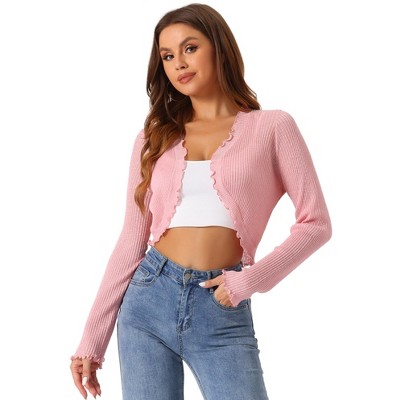 Allegra K Women's Long Sleeve Knit Elegant Open Front Casual Bolero Cardigan