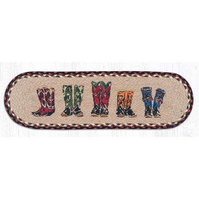 Earth Rugs Country Farmhouse Stair Tread – Boots Printed Oval Rug 27"x8.25"