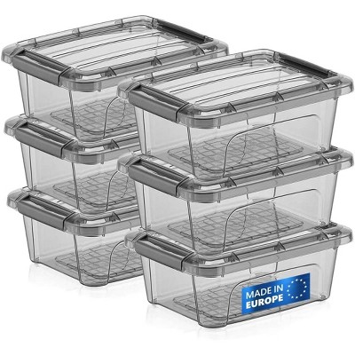 Tribello Plastic Storage Container Bin With Latching Lids For Organizing - Tinted