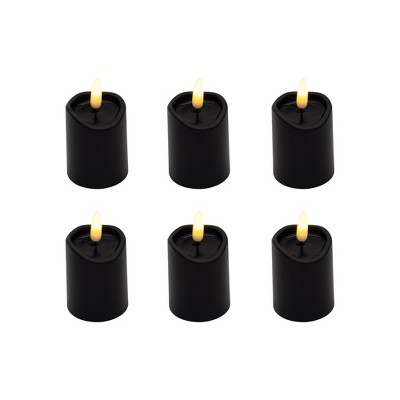 LumaBase Battery-Operated 3D-Wick Flame Mini Pillars - Set of 6