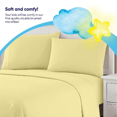 Kids Solid 3/4 Piece Sheet Set, Ultra Soft and Durable - Double Brushed Microfiber