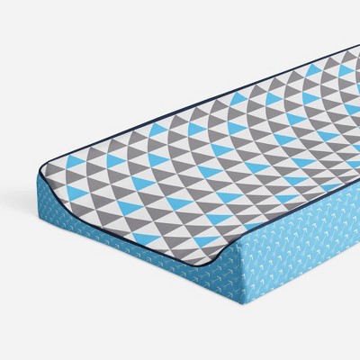 Bacati - Woodlands Aqua/Navy/Gray Neutral Cotton Changing Pad Cover