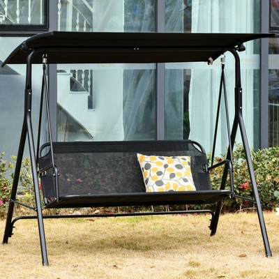 Sapphtopaz Porch Swing Set for Backyard 3-Person Patio Swing Bench with Adjustable Canopy Hanging Chair with Stand for Patio, Backyard, Terrace