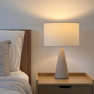 Brightech Nathaniel Mid-Century (Includes LED Light Bulb) Empire Table Lamp Matte Beige Cement