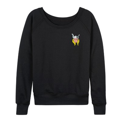 Women's - Marvel - Thor Rainbow Road Lightweight French Terry Wide Neck Long Sleeve Graphic Shirt