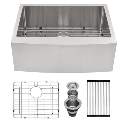 24 Inch Farmhouse Kitchen Sink - 24inx21inx10in Stainless Steel Apron Front Farmhouse Sink 10 Inch Deep 16 Gauge Single Bowl Kitchen Sink Basin