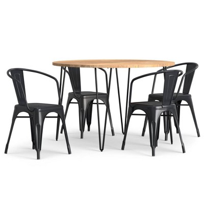 WyndenHall 5pc Elisse Moreno Dining Set Distressed Black and Silver