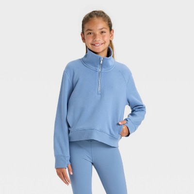 Girls' Active Comfort Fleece 1/2 Zip Pullover Sweatshirt - All In Motion™
